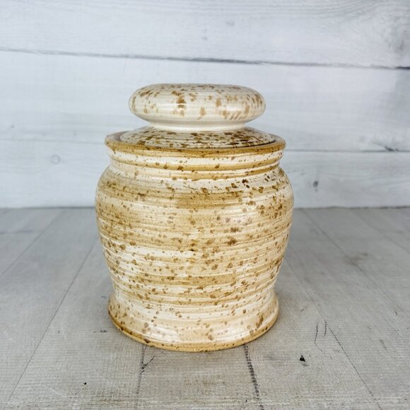 Vintage GT Mark 600/110 Speckle Rustic Farmhouse Canadian Stoneware Canister Jar - Picture 3 of 16